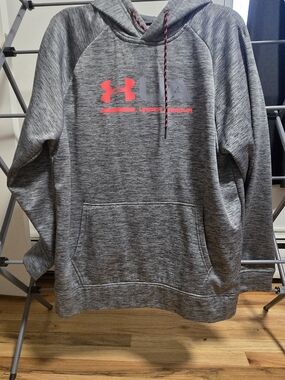Under Armour Gray Heather Pullover Hoodie with Red Logo